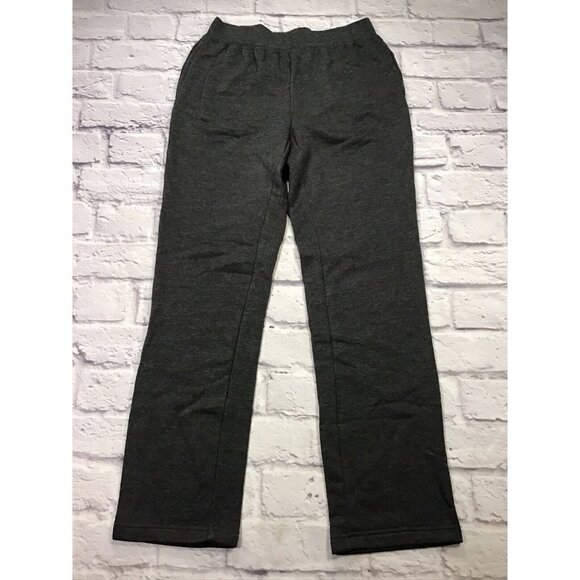 Karen Scott Womens Size PP Charcoal Heather Fleece Knit Mid-rise Solid P… - Picture 1 of 6